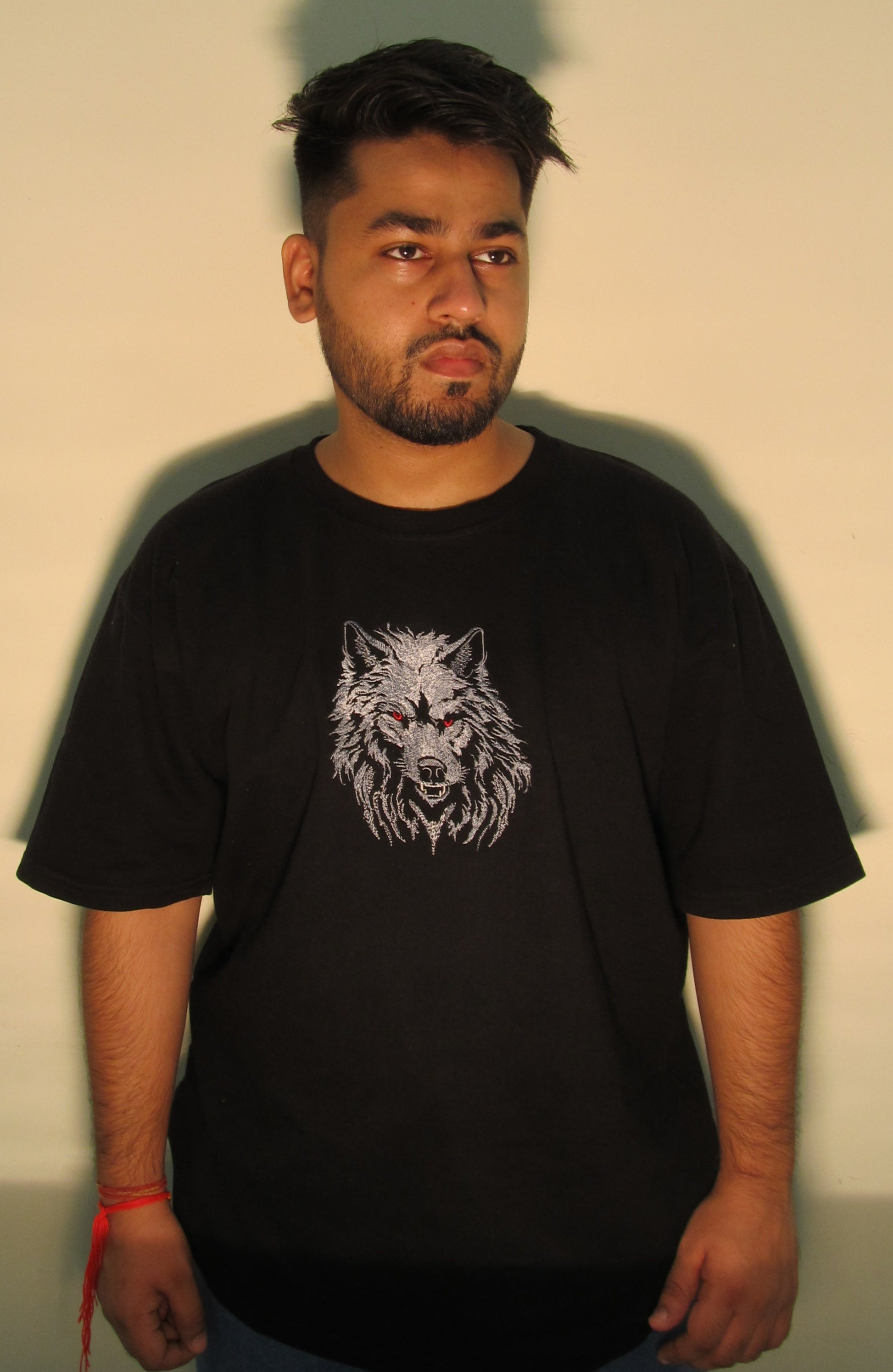 Majestic Wolf – Premium Embroidered T-Shirt (240 GSM French Terry)