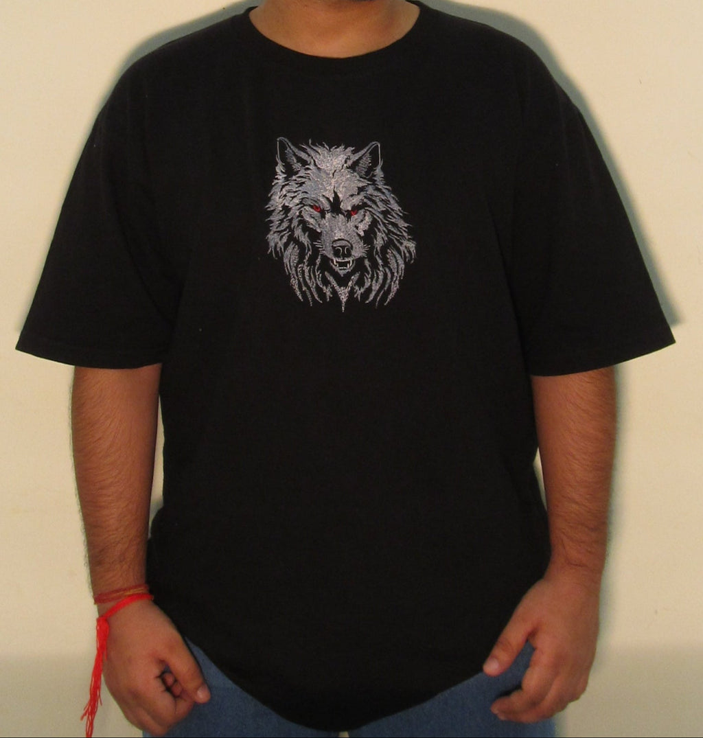 Majestic Wolf – Premium Embroidered T-Shirt (240 GSM French Terry)