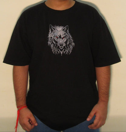 Majestic Wolf – Premium Embroidered T-Shirt (240 GSM French Terry)
